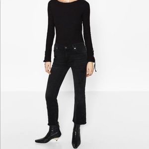Zara bootcut cropped flared black jeans